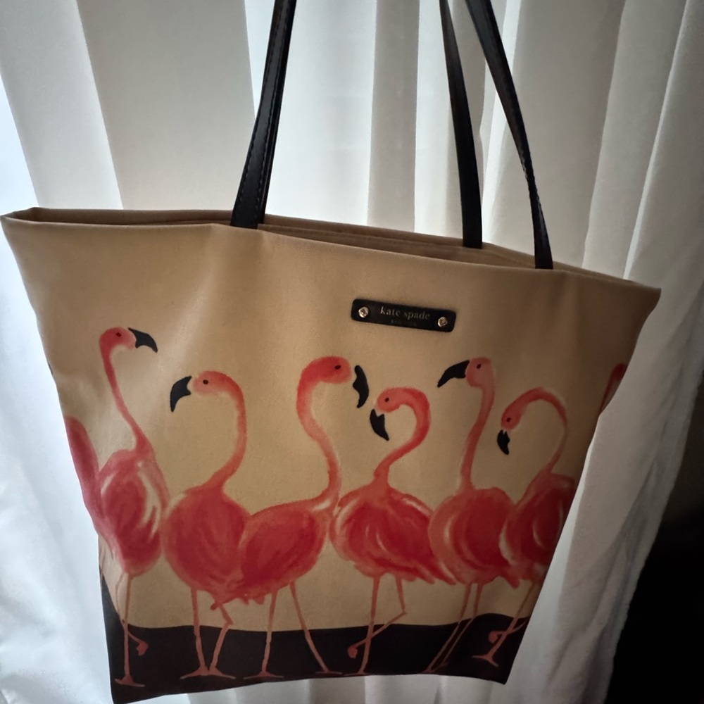 Kate Spade Cream and Pink Flamingo Tote